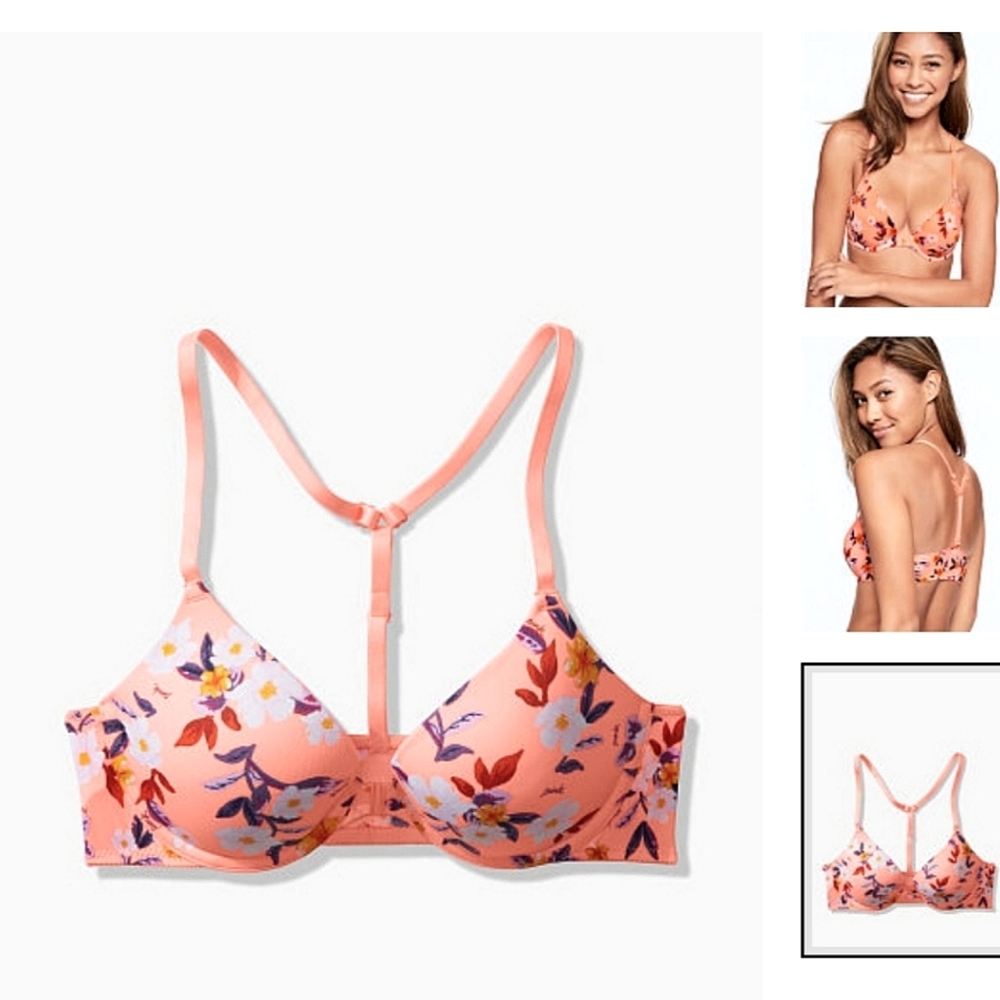 NEW Victoria's Secret Pink Tropical Punch Floral Wear Everywhere Pushup Bra 32A